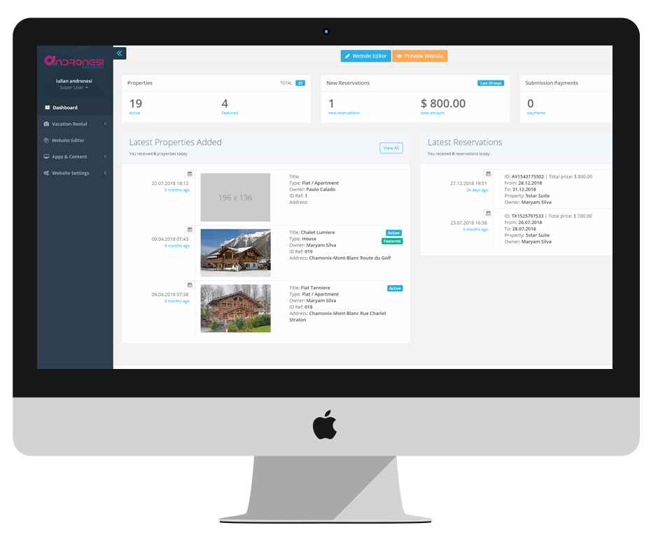 Vacation Rentals Website demo