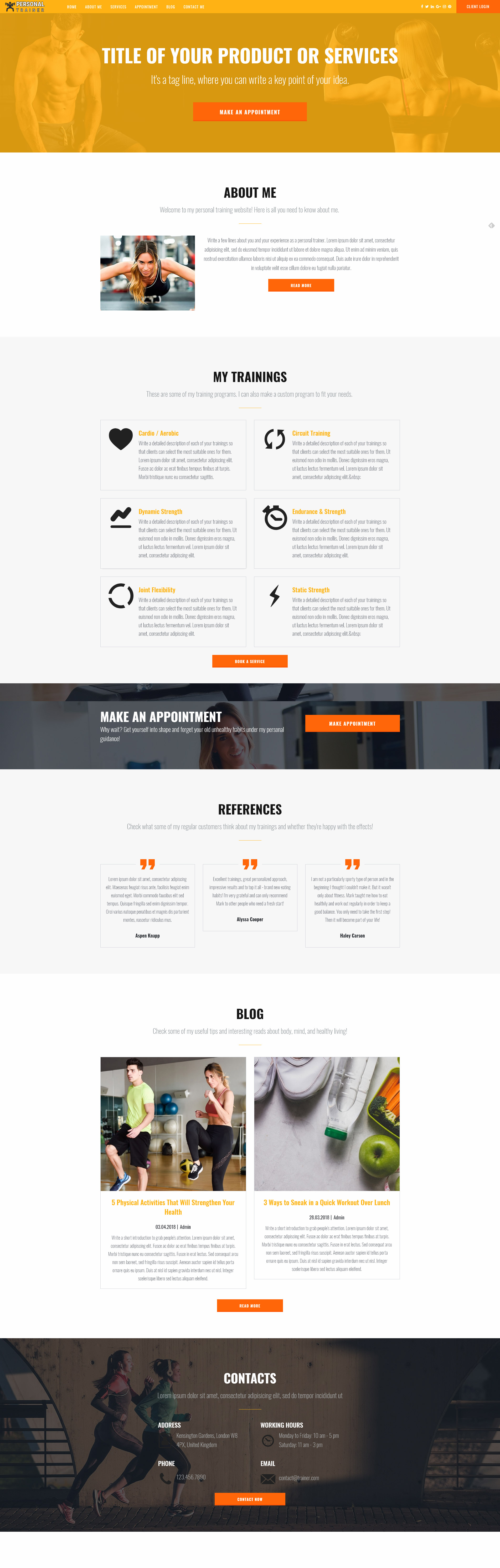 Personal Trainer Website Template 3