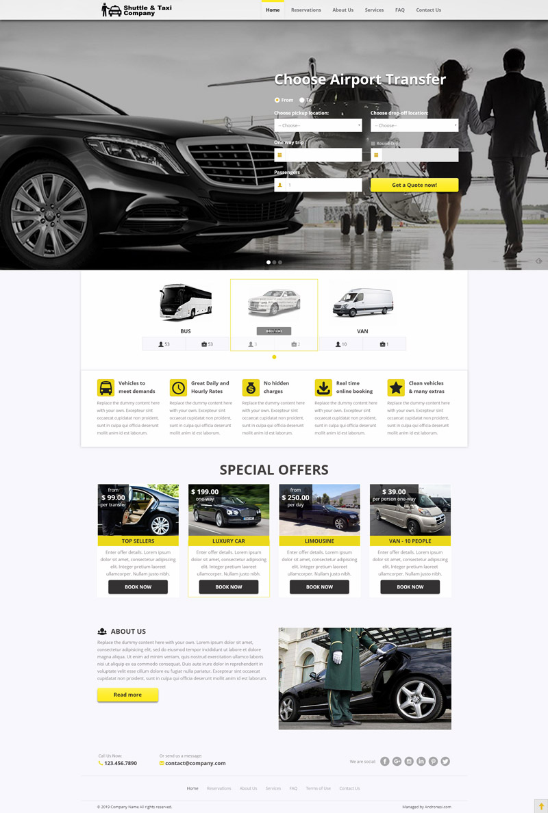 Airport Transfers Website Template 1