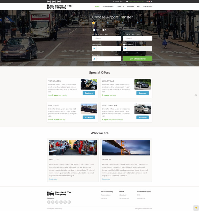 Airport Transfers Website Template 2