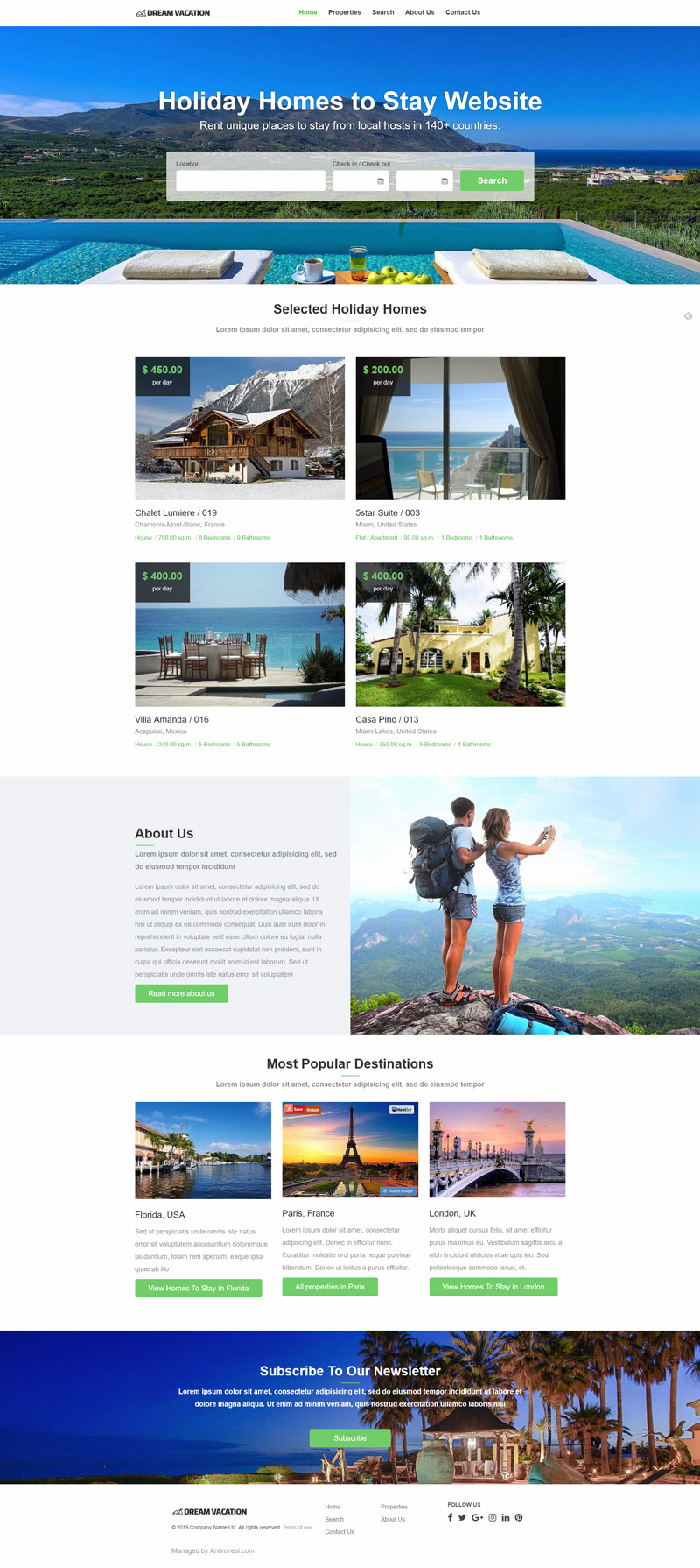 Vacation Rentals Website Template 2
